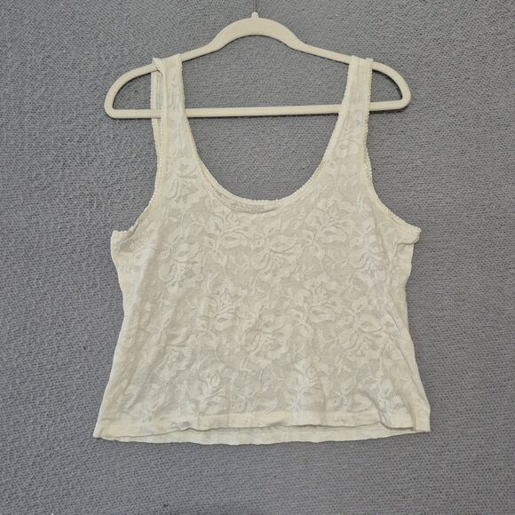 VTG Victoria Secret Women's Cotton Blend Lace Tank Ivory Made in USA Small - Picture 2 of 6